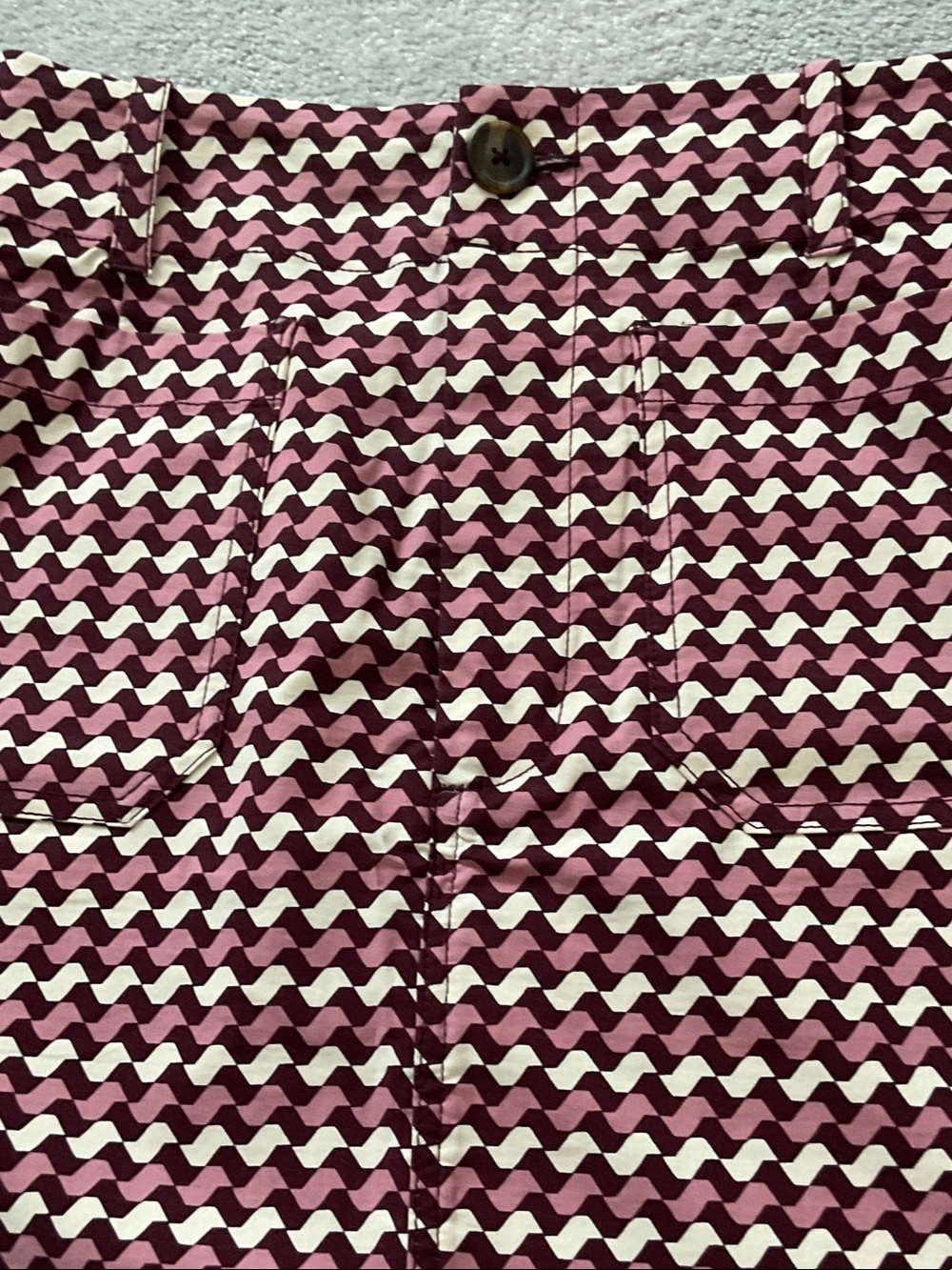 Anthropologie Pink and White Geometric Mini Skirt